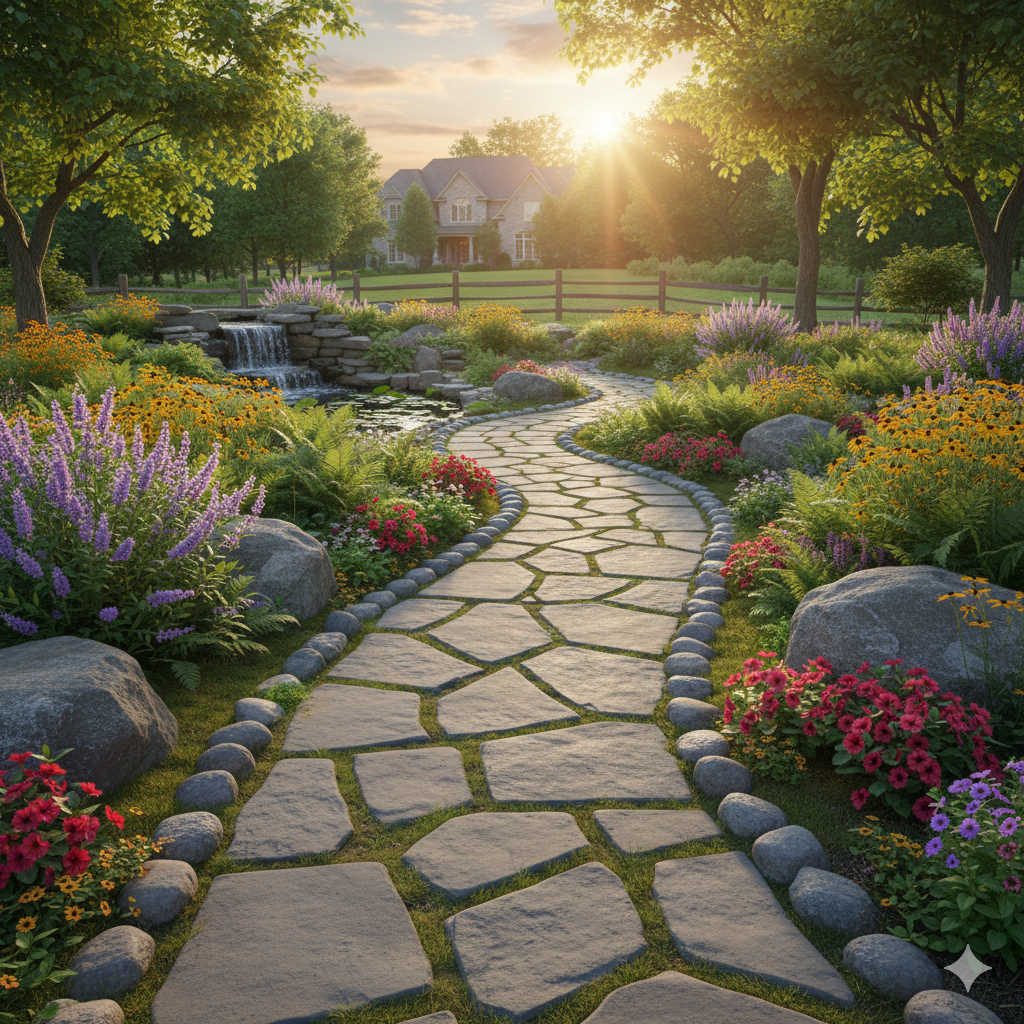 افضل شركة تنسيق حدائق 44 ممرات حجرية